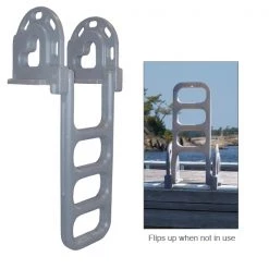 DOCK EDGE Boat Docking Polyethylene Flip-Up Dock Ladder