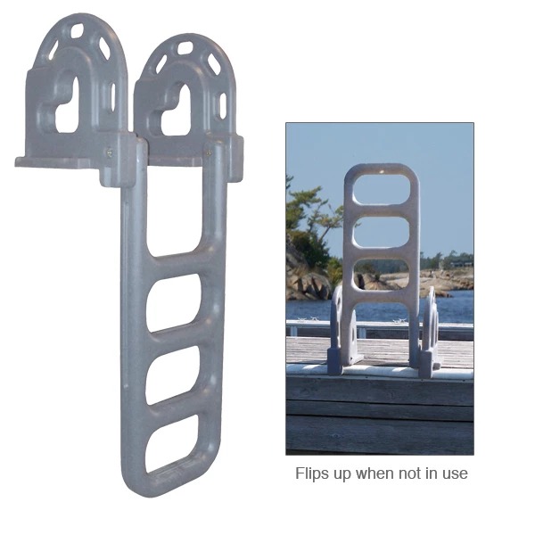 DOCK EDGE Boat Docking Polyethylene Flip-Up Dock Ladder 1 DOCK EDGE Boat Docking Polyethylene Flip-Up Dock Ladder