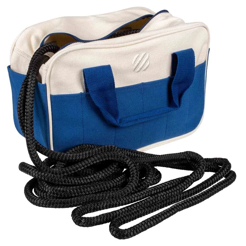 WEST MARINE Braided Dock Lines Canvas Bag With Two 1/2" X 25' Dock Lines 1 WEST MARINE Braided Dock Lines Canvas Bag With Two 1/2" X 25' Dock Lines