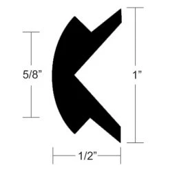 TACO MARINE Rub Rail V12-0303 Flexible Vinyl Insert, L 70', H 1", W 1/2"